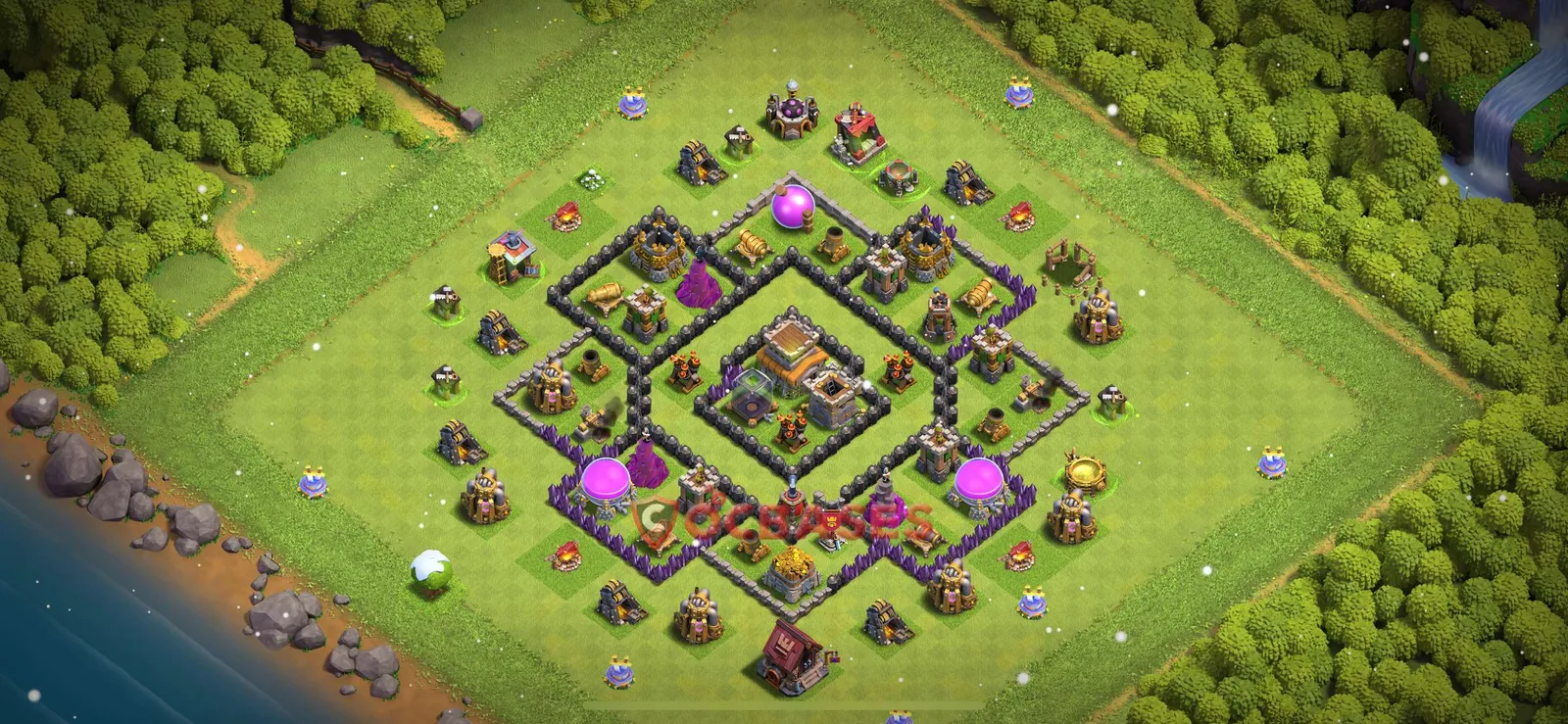 Anti-2 Star (War) Base TH8 with Link | Clash of Clans Bases | Layouts ID 1jlrw