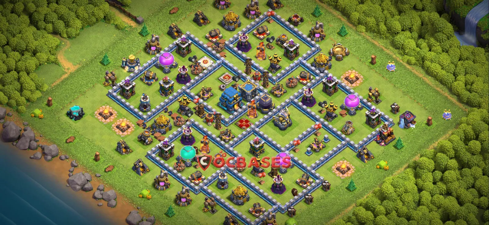 Anti-2 Star (War) Base TH12 with Link | Clash of Clans Bases | Layouts ID 33799