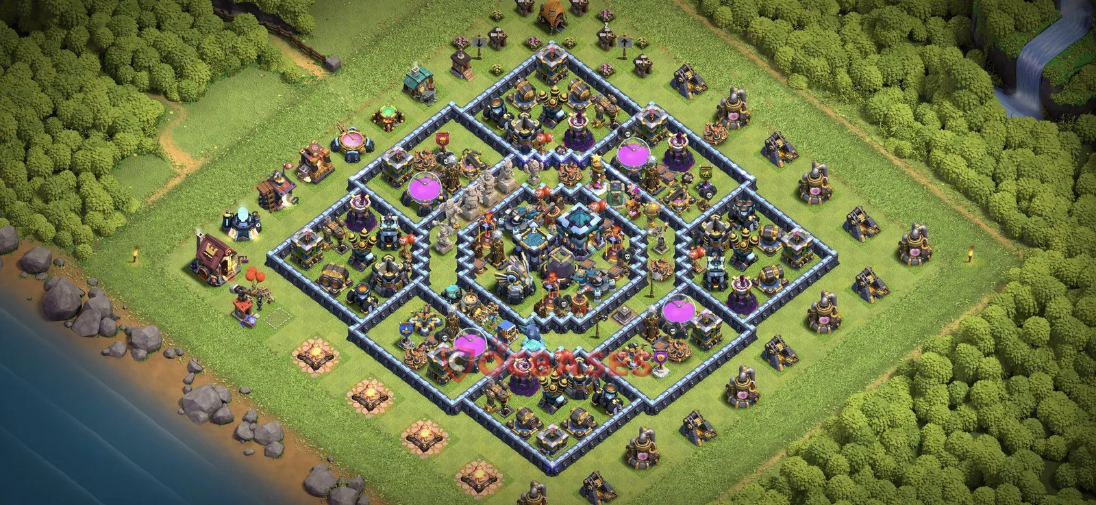 Anti-2 Star (War) Base TH13 with Link | Clash of Clans Bases | Layouts ID 3ehm0