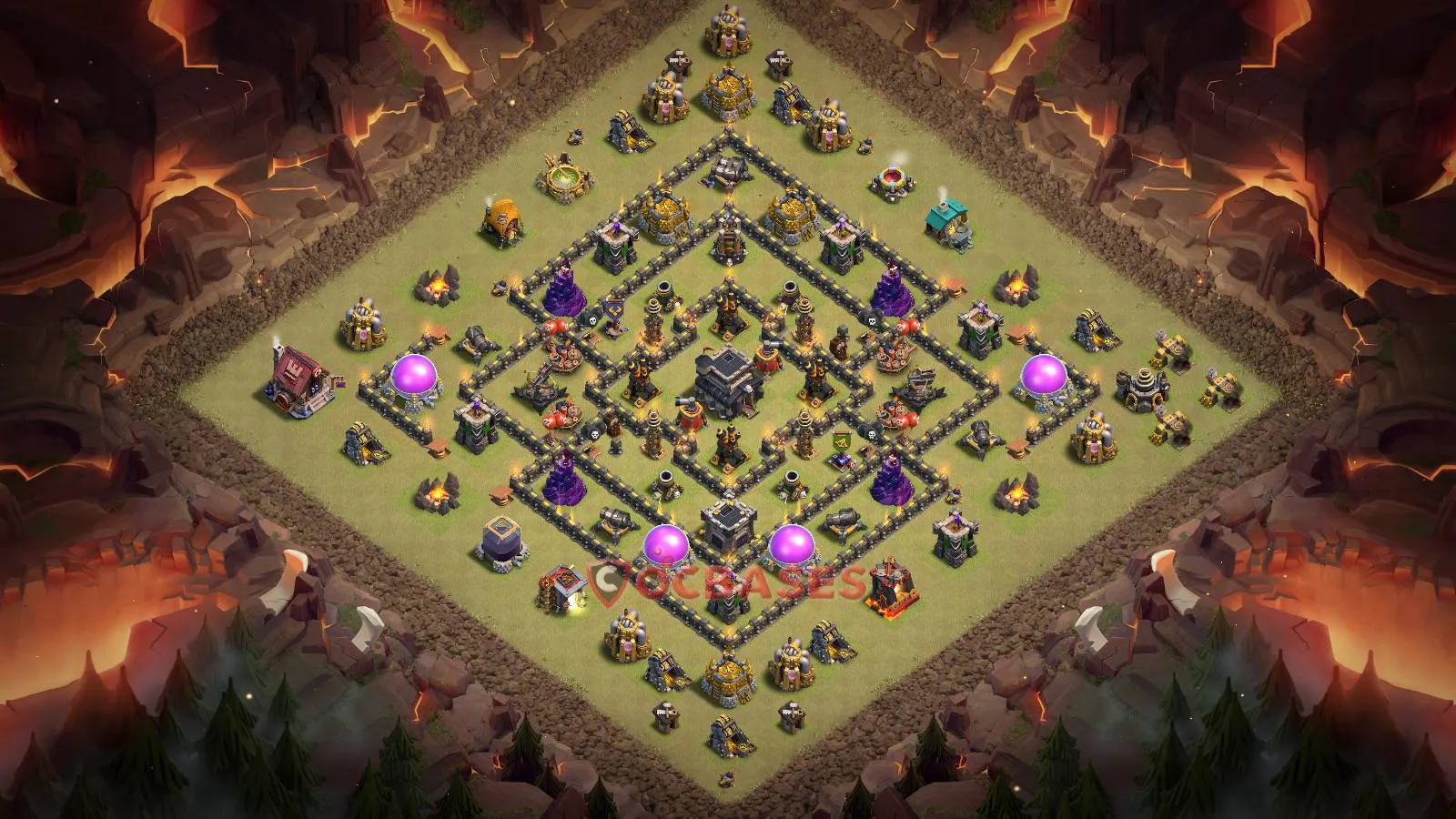 Anti-2 Star (War) Base TH9 with Link | Clash of Clans Bases | Layouts ID 4ka0n