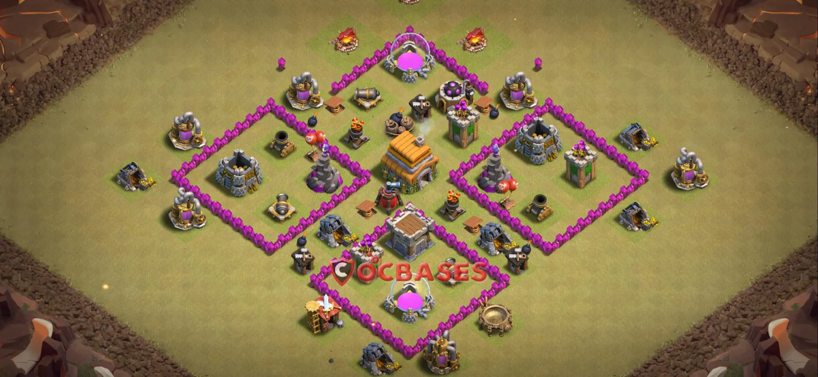 Anti-2 Star (War) Base TH6 with Link | Clash of Clans Bases | Layouts ID 4rjdv