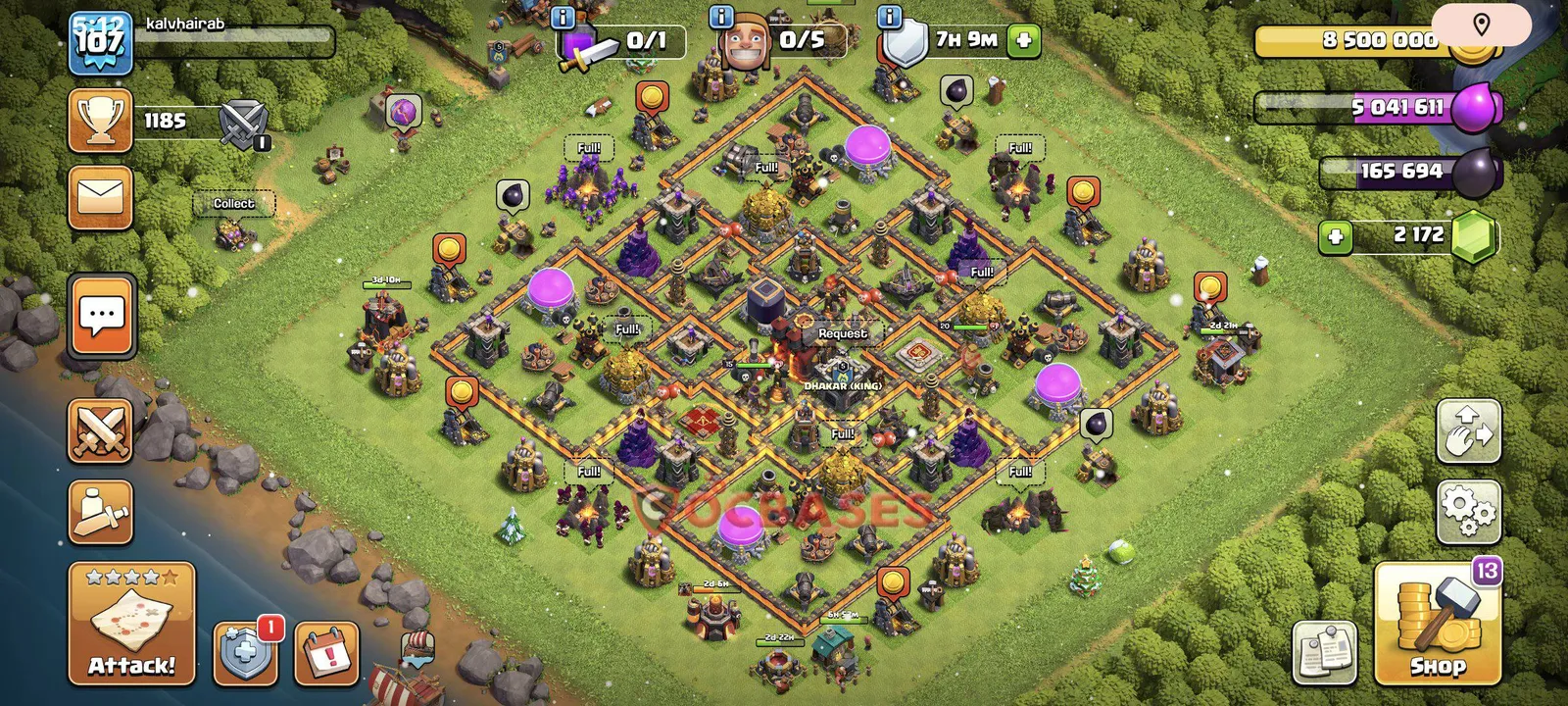 Anti-2 Star (War) Base TH10 with Link | Clash of Clans Bases | Layouts ID 68veq