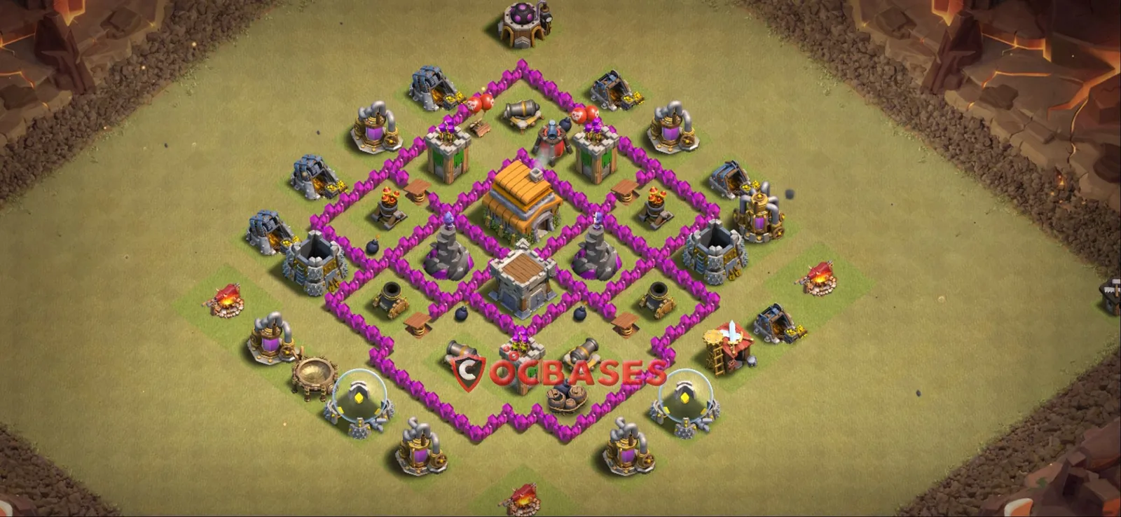 Anti-2 Star (War) Base TH6 with Link | Clash of Clans Bases | Layouts ID 8zmwh