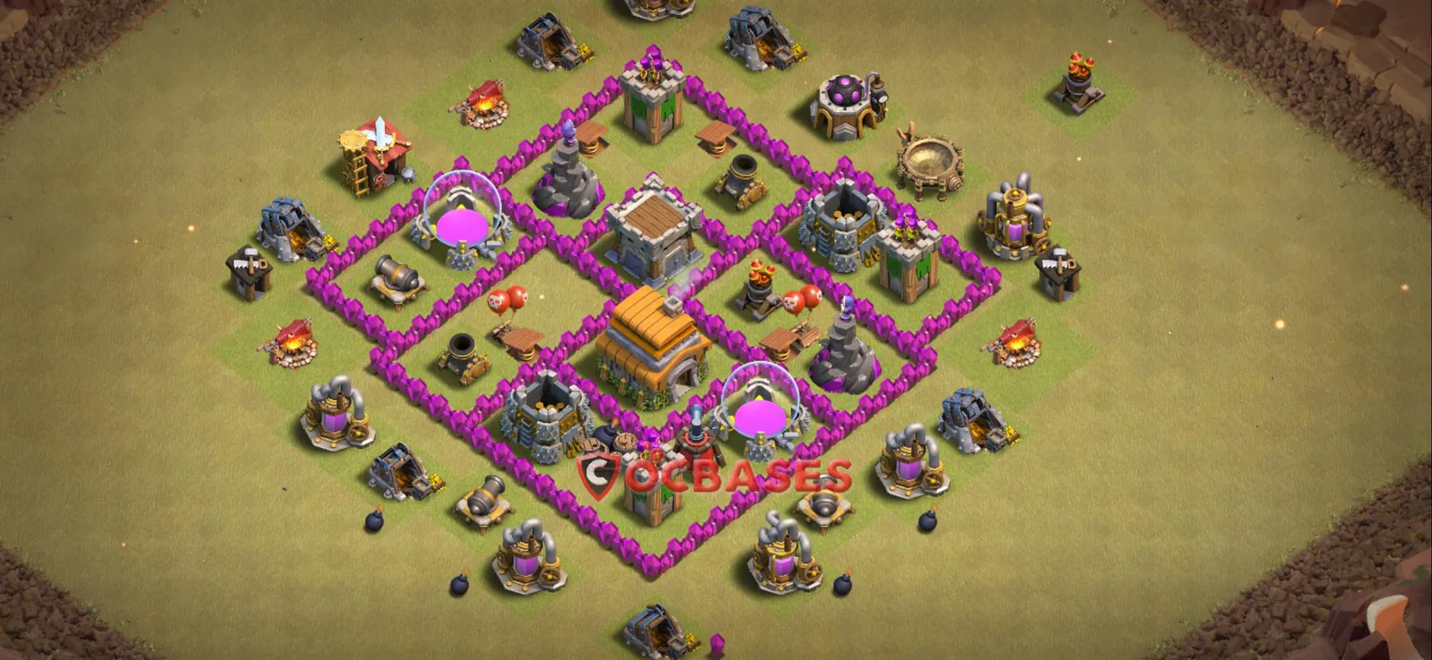 Anti-2 Star (War) Base TH6 with Link | Clash of Clans Bases | Layouts ID bapsn