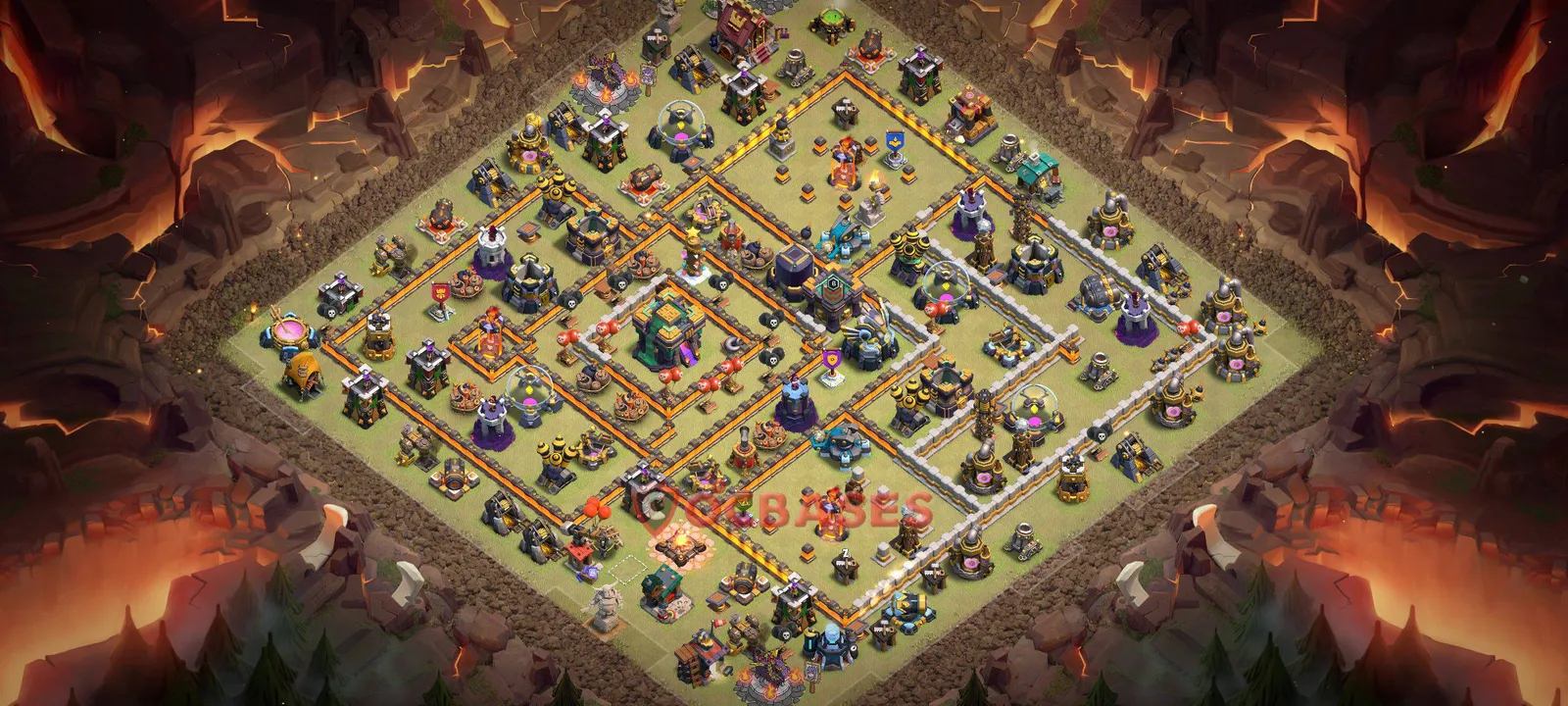 Anti-2 Star (War) Base TH14 with Link | Clash of Clans Bases | Layouts ID cgl1d