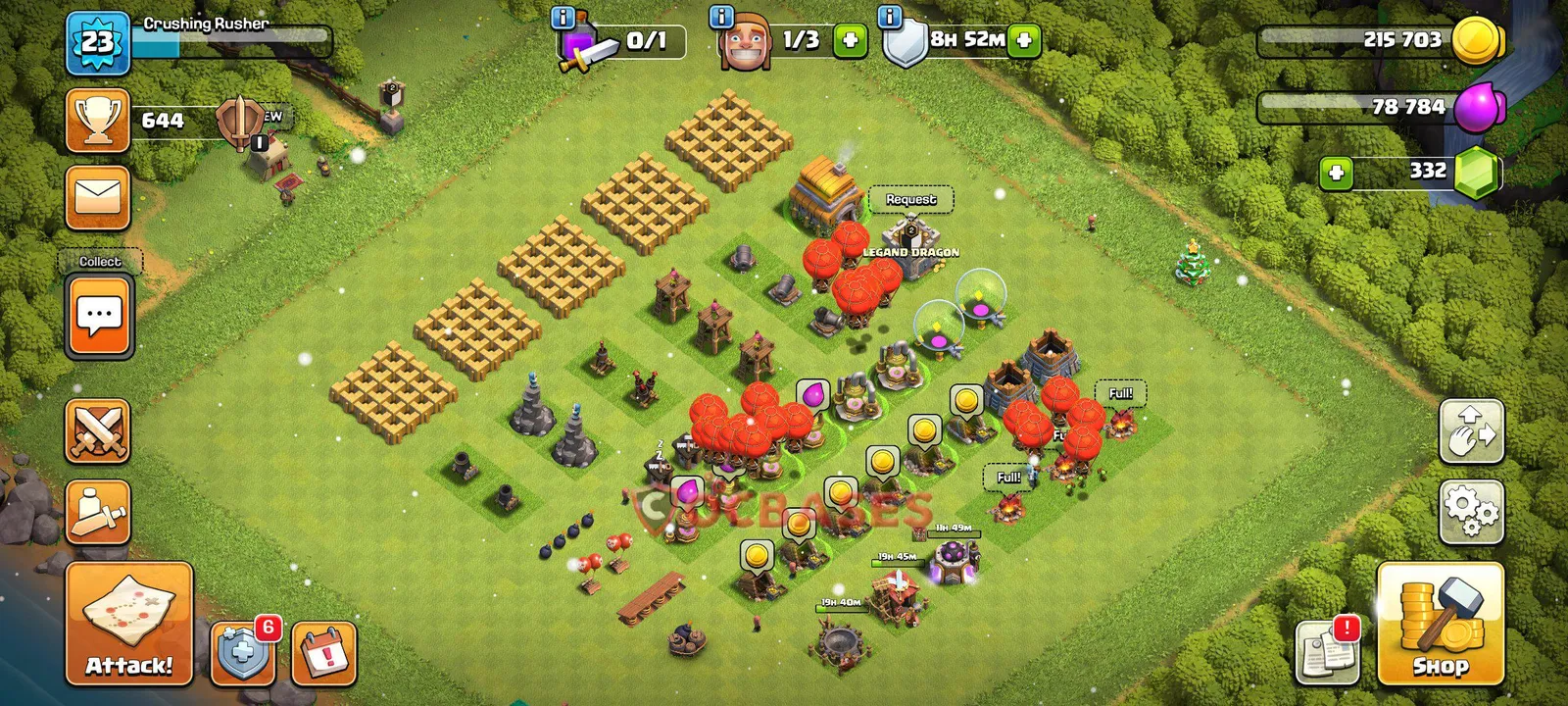 Anti-2 Star (War) Base TH6 with Link | Clash of Clans Bases | Layouts ID g5jg5