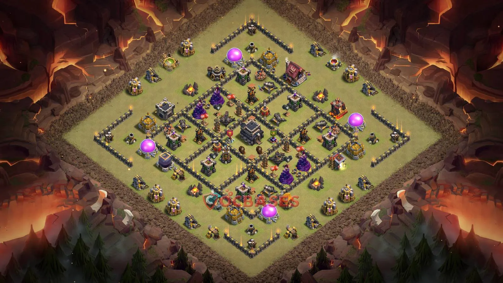 Anti-2 Star (War) Base TH9 with Link | Clash of Clans Bases | Layouts ID h1yam
