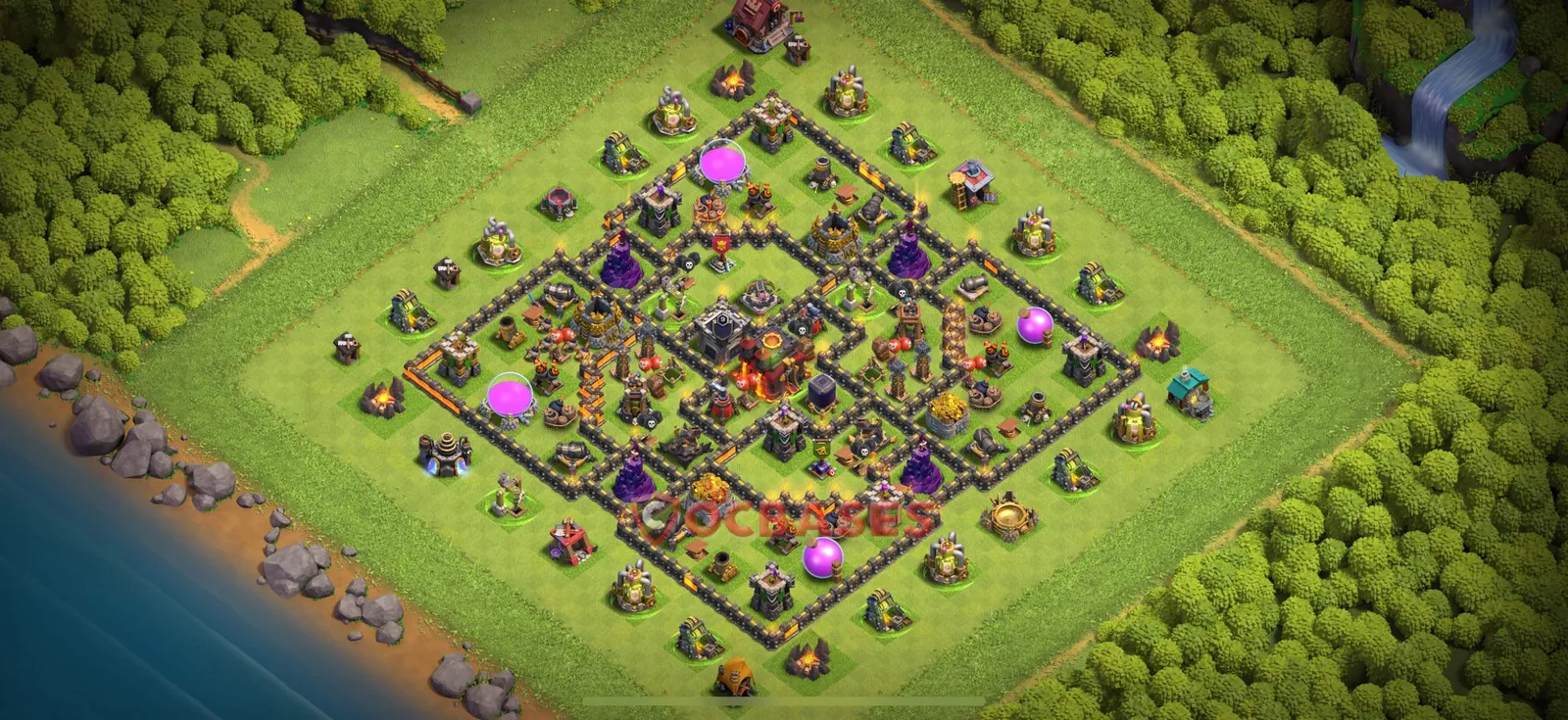 Anti-2 Star (War) Base TH10 with Link | Clash of Clans Bases | Layouts ID hqsto