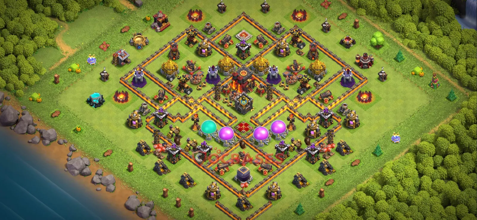 Anti-2 Star (War) Base TH10 with Link | Clash of Clans Bases | Layouts ID juwmz