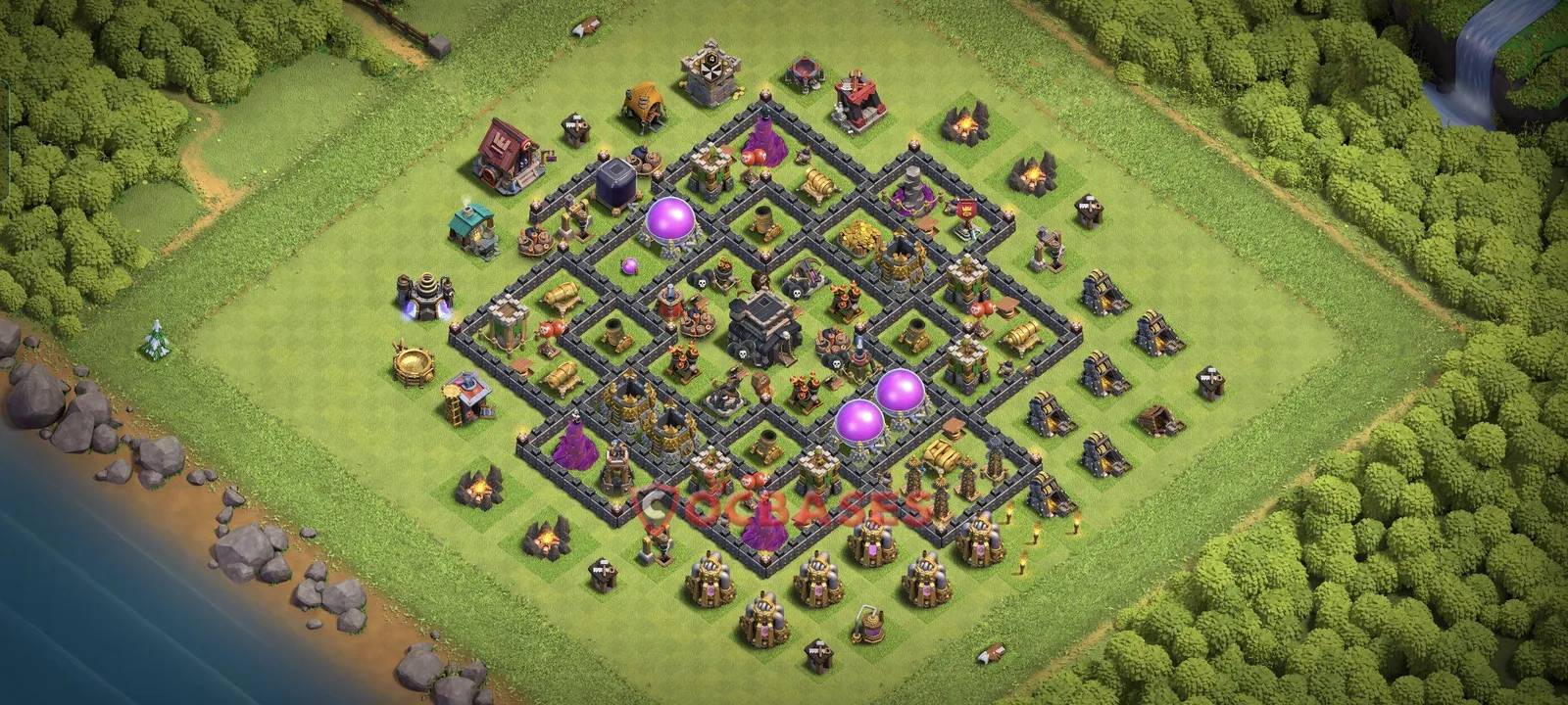 Anti-2 Star (War) Base TH9 with Link | Clash of Clans Bases | Layouts ID n49t3