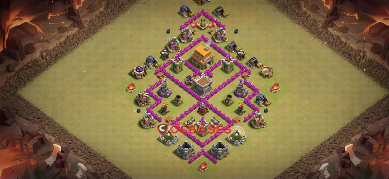 Anti-2 Star (War) Base TH6 with Link | Clash of Clans Bases | Layouts ID n5dbn