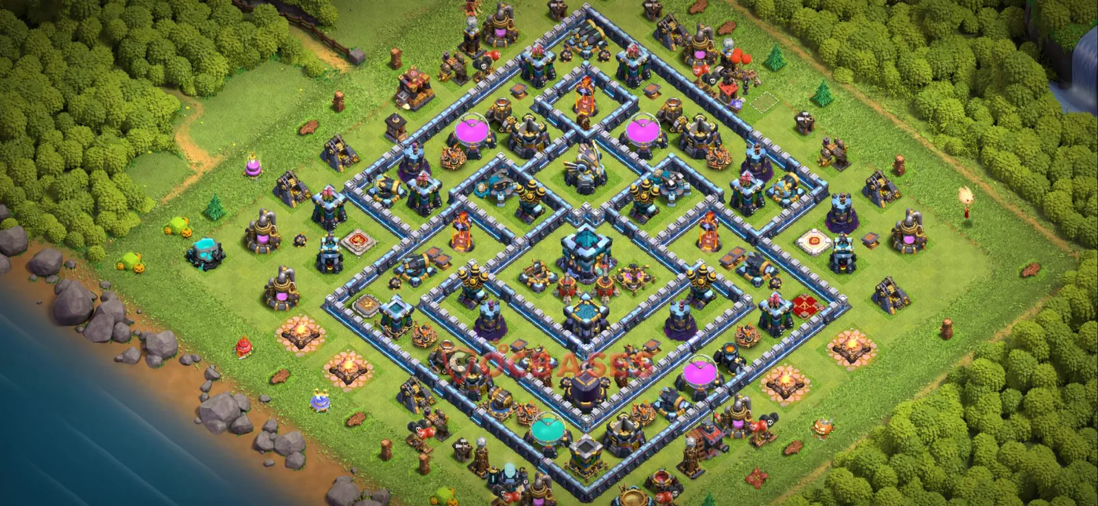 Anti-2 Star (War) Base TH13 with Link | Clash of Clans Bases | Layouts ID n91nb