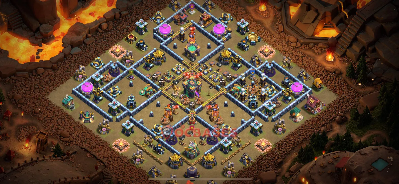 Anti-2 Star (War) Base TH14 with Link | Clash of Clans Bases | Layouts ID nruxi