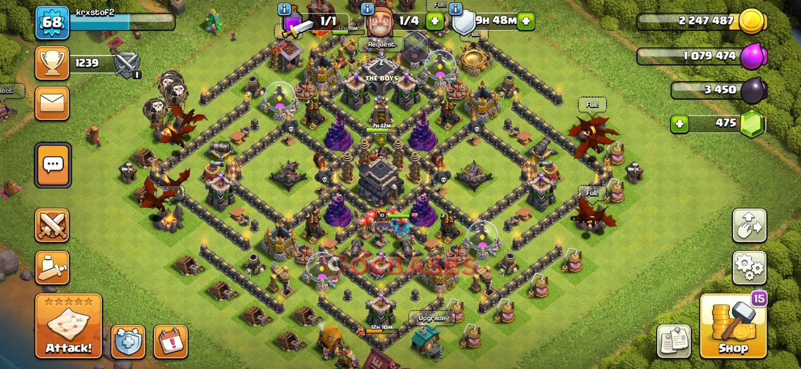 Anti-2 Star (War) Base TH9 with Link | Clash of Clans Bases | Layouts ID ovsdl
