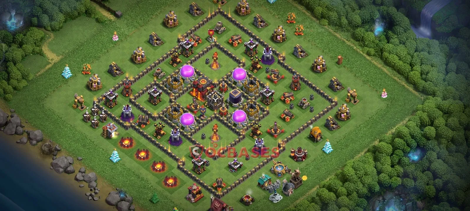 Anti-2 Star (War) Base TH10 with Link | Clash of Clans Bases | Layouts ID rczv5