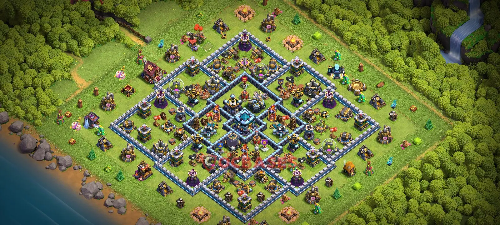 Anti-2 Star (War) Base TH13 with Link | Clash of Clans Bases | Layouts ID rtfug