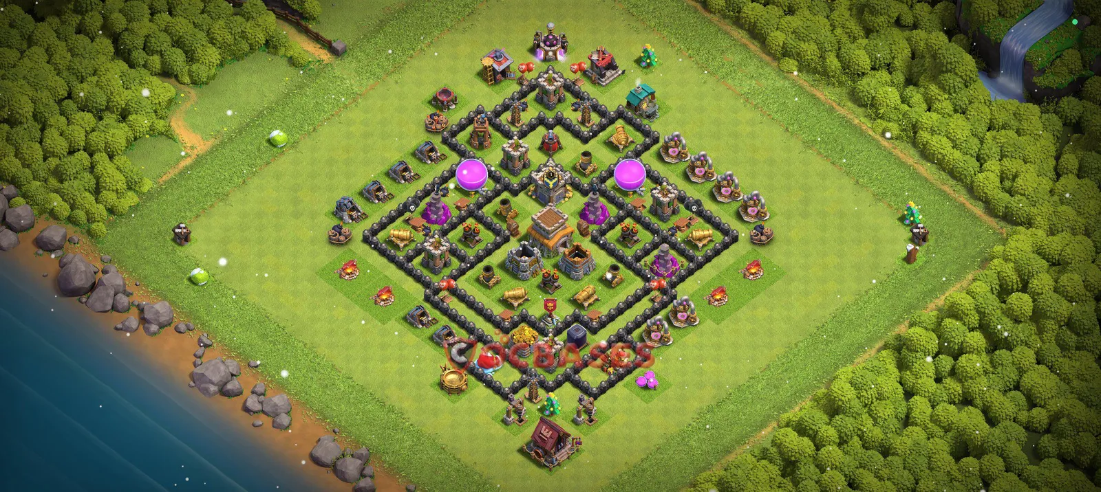 Anti-2 Star (War) Base TH8 with Link | Clash of Clans Bases | Layouts ID s7wpv