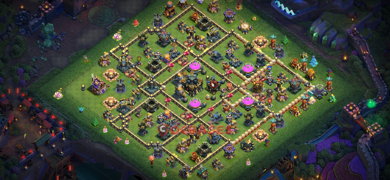 Anti-2 Star (War) Base TH17 with Link | Clash of Clans Bases | Layouts ID ufy1z
