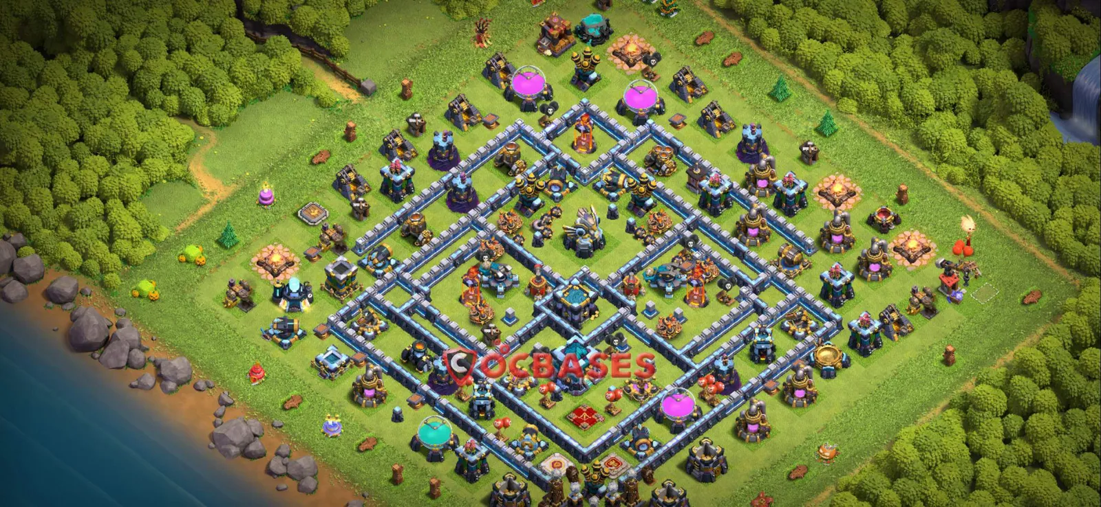 Anti-2 Star (War) Base TH13 with Link | Clash of Clans Bases | Layouts ID um35b