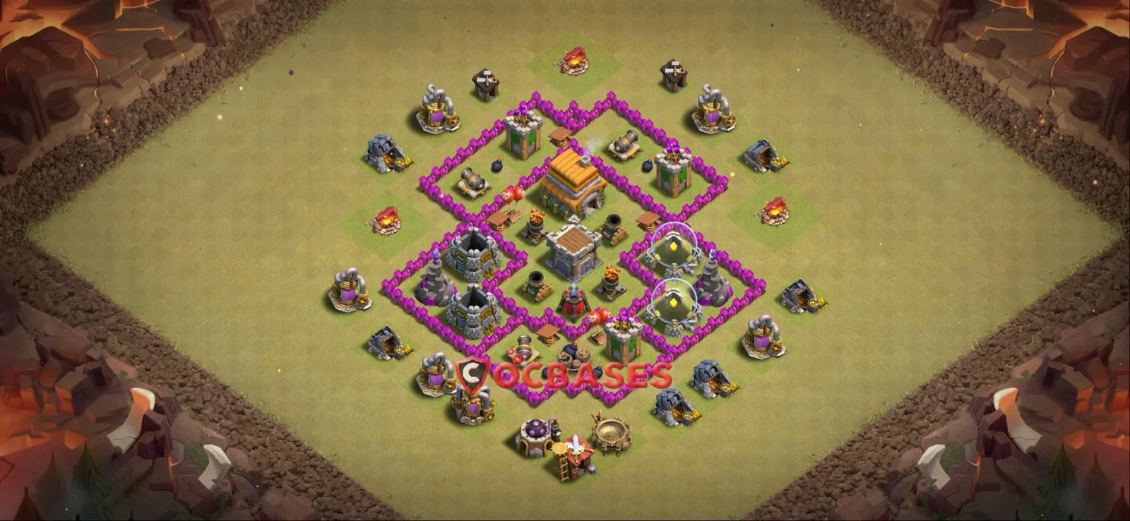 Anti-2 Star (War) Base TH6 with Link | Clash of Clans Bases | Layouts ID umxq0