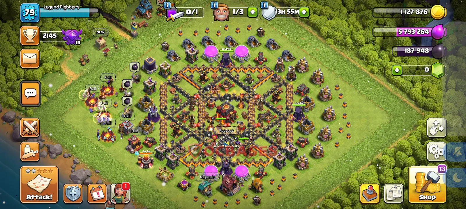 Anti-2 Star (War) Base TH10 with Link | Clash of Clans Bases | Layouts ID wxl9d