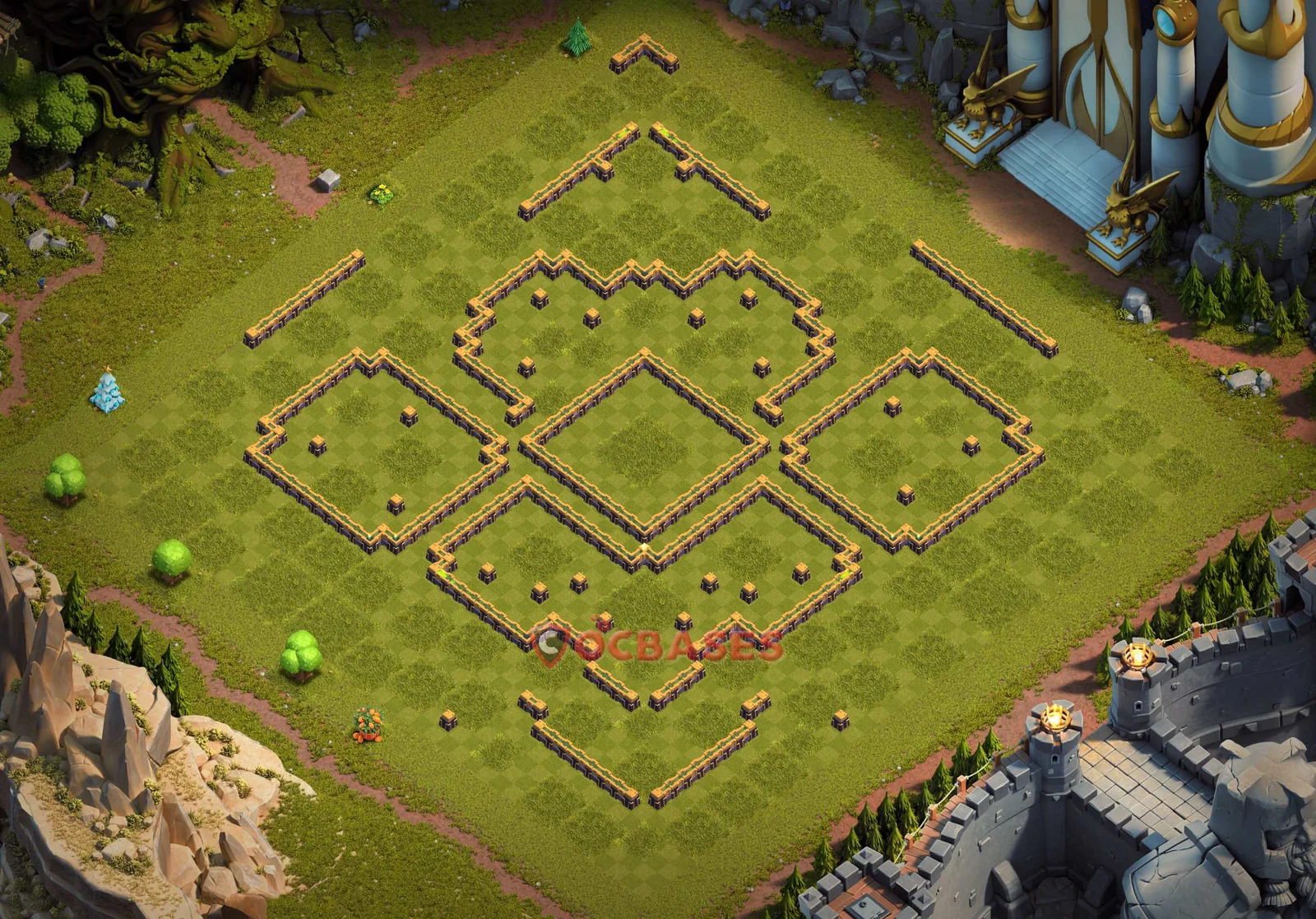 Anti-2 Star (War) Base TH14 with Link | Clash of Clans Bases | Layouts ID y9nzf