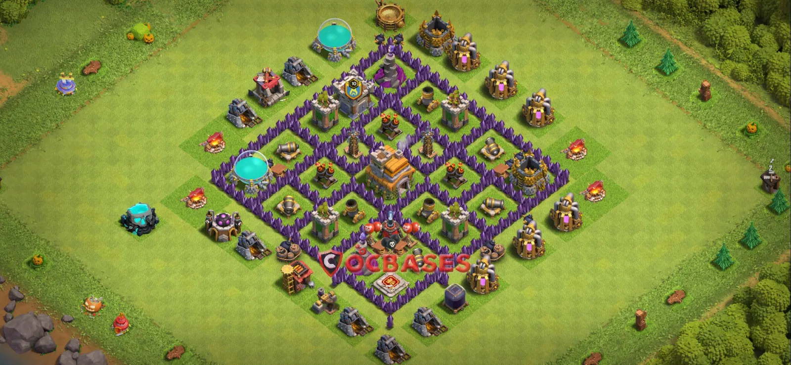 Anti-2 Star (War) Base TH7 with Link | Clash of Clans Bases | Layouts ID yyuf6
