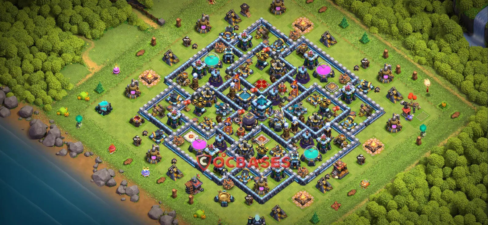 Anti-3 Star (War) Base TH13 with Link | Clash of Clans Bases | Layouts ID 0qjva