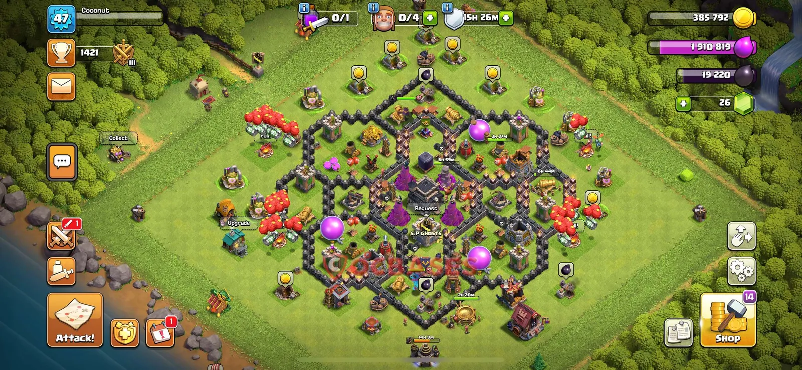 Anti-3 Star (War) Base TH9 with Link | Clash of Clans Bases | Layouts ID 3618n