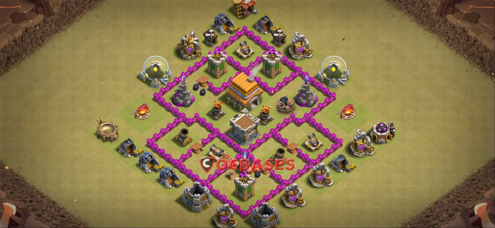 Anti-3 Star (War) Base TH6 with Link | Clash of Clans Bases | Layouts ID 3uscq