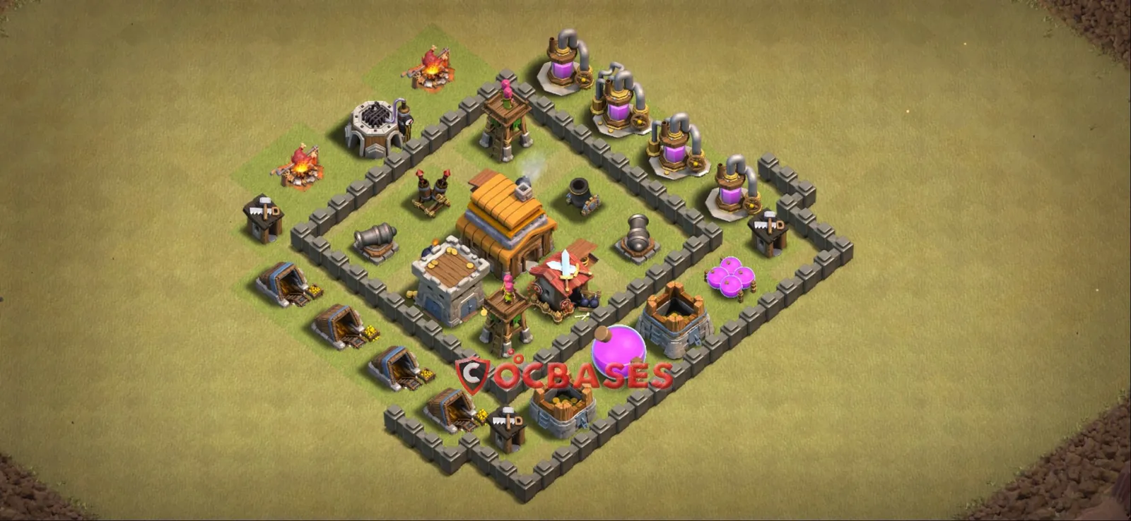 Anti-3 Star (War) Base TH4 with Link | Clash of Clans Bases | Layouts ID 40pss
