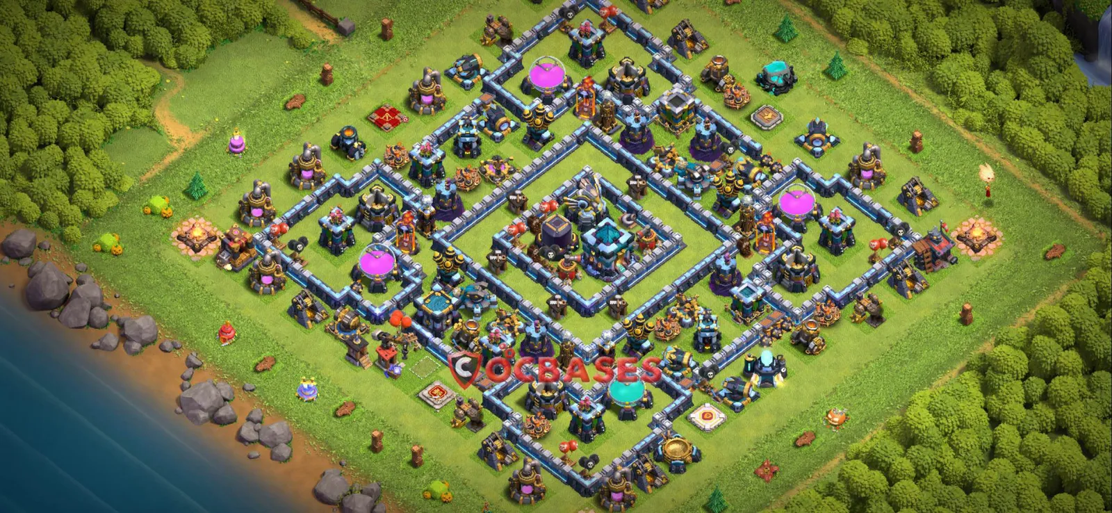 Anti-3 Star (War) Base TH13 with Link | Clash of Clans Bases | Layouts ID 40tbg