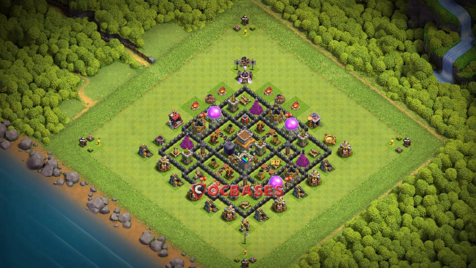 Anti-3 Star (War) Base TH8 with Link | Clash of Clans Bases | Layouts ID 4p5eh