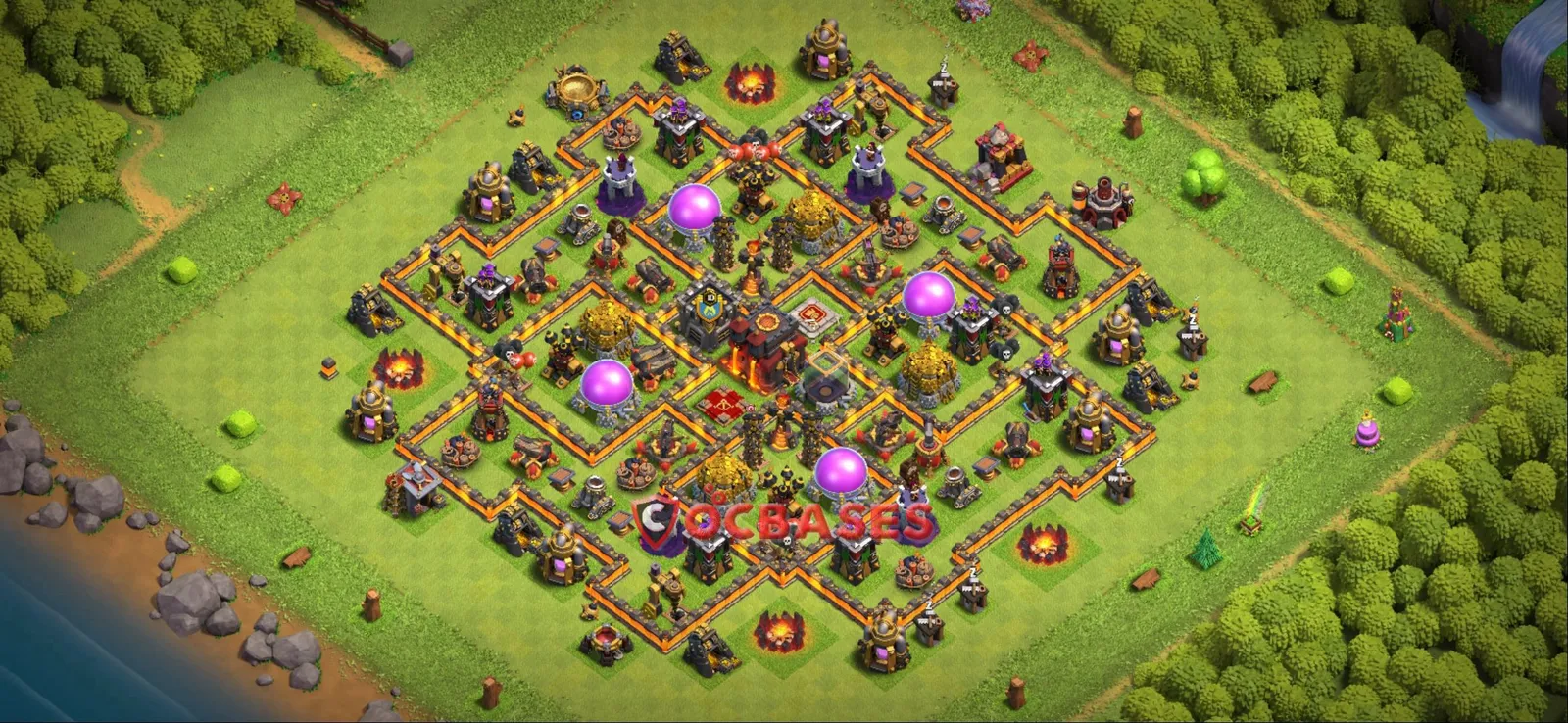 Anti-3 Star (War) Base TH10 with Link | Clash of Clans Bases | Layouts ID 5wbl5