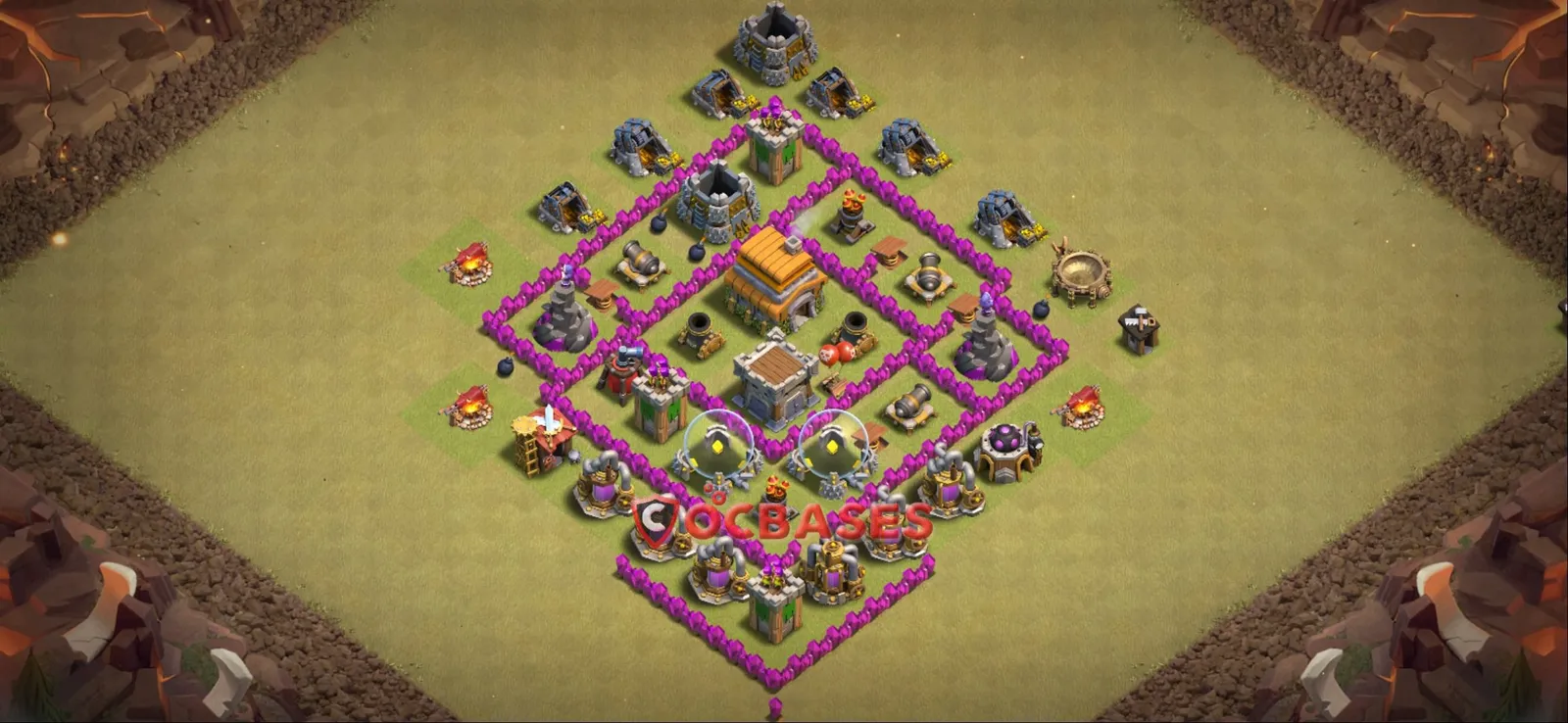 Anti-3 Star (War) Base TH6 with Link | Clash of Clans Bases | Layouts ID 5y1pn