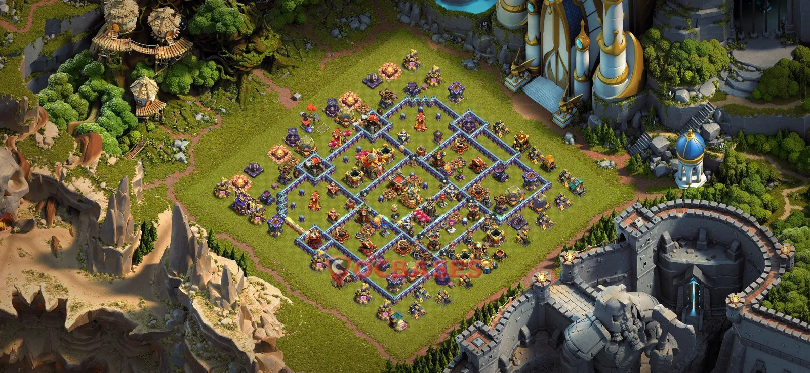 Anti-3 Star (War) Base TH16 with Link | Clash of Clans Bases | Layouts ID 6c3ea