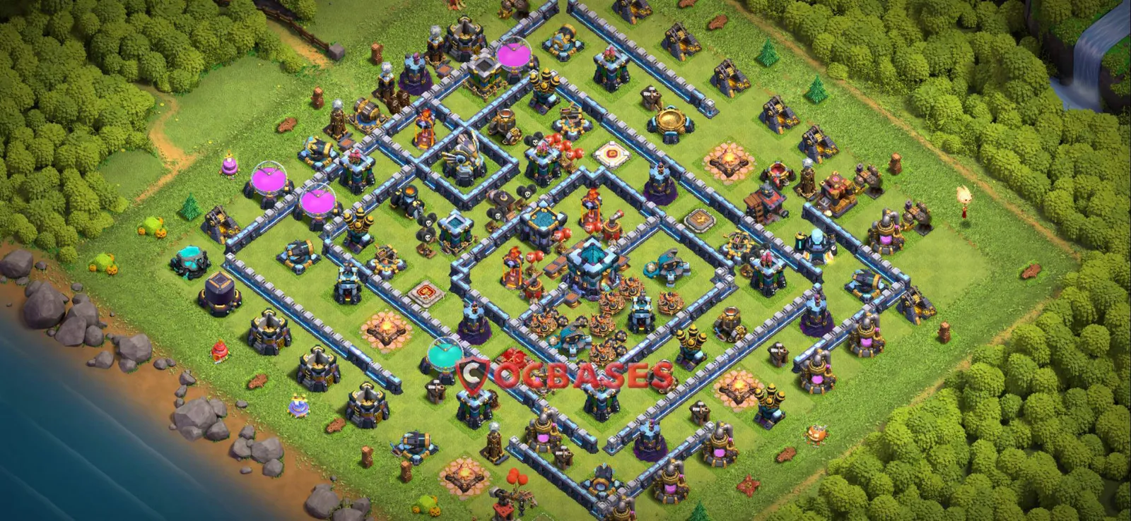 Anti-3 Star (War) Base TH13 with Link | Clash of Clans Bases | Layouts ID 6c85e