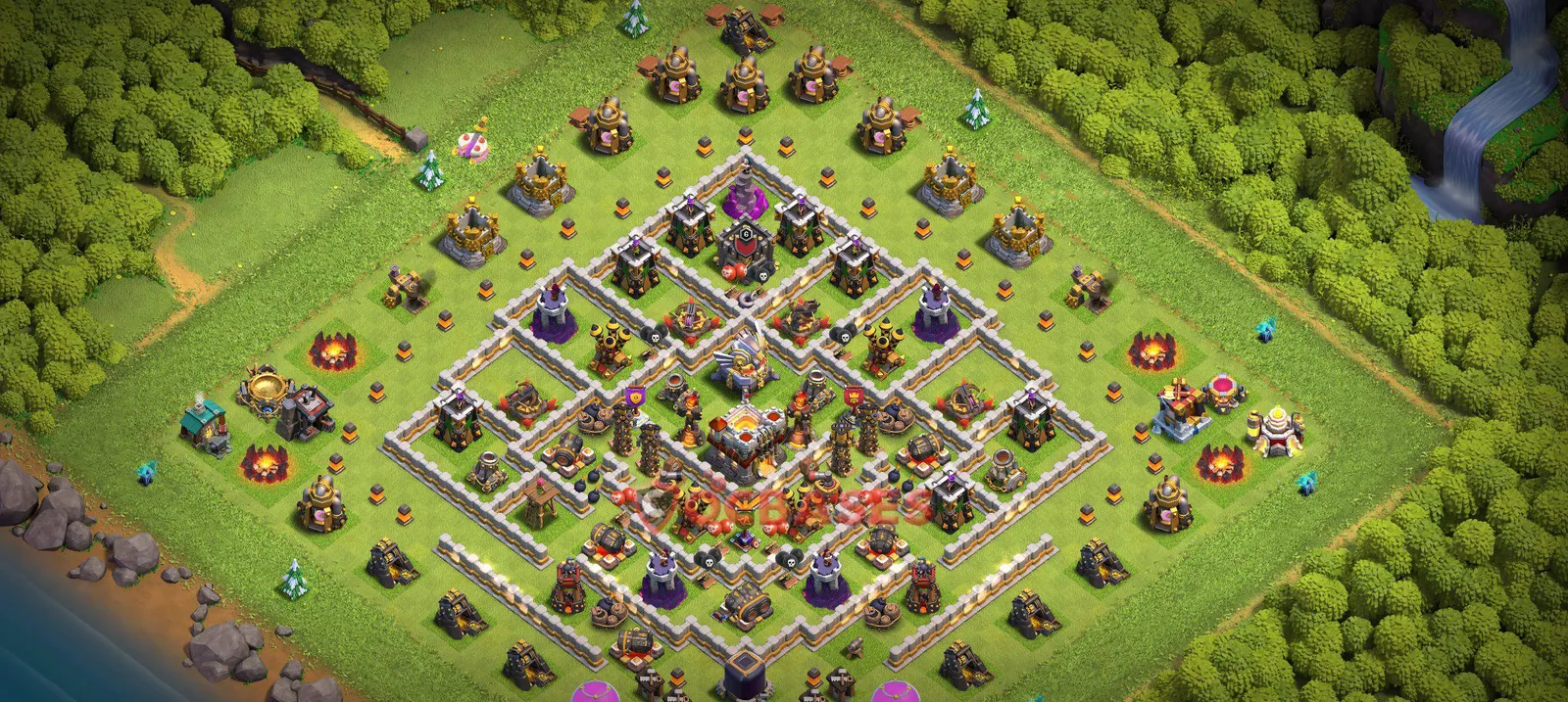 Anti-3 Star (War) Base TH11 with Link | Clash of Clans Bases | Layouts ID 7h06j