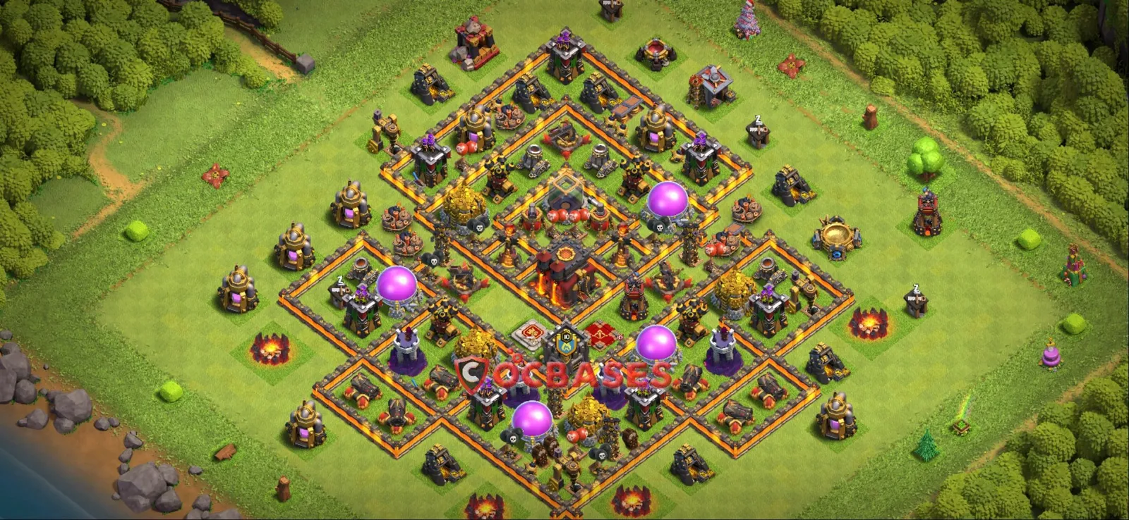Anti-3 Star (War) Base TH10 with Link | Clash of Clans Bases | Layouts ID 890tl