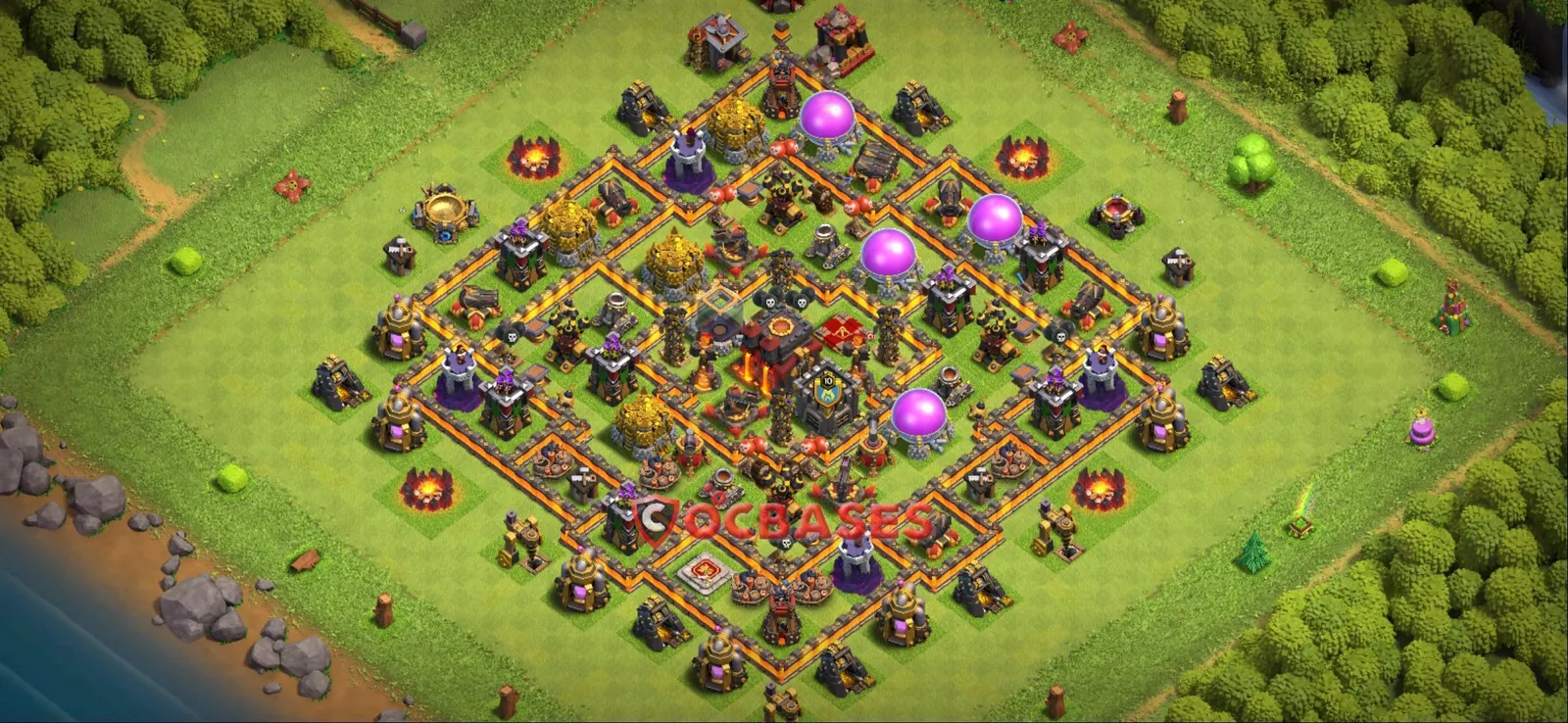Anti-3 Star (War) Base TH10 with Link | Clash of Clans Bases | Layouts ID 8hle7