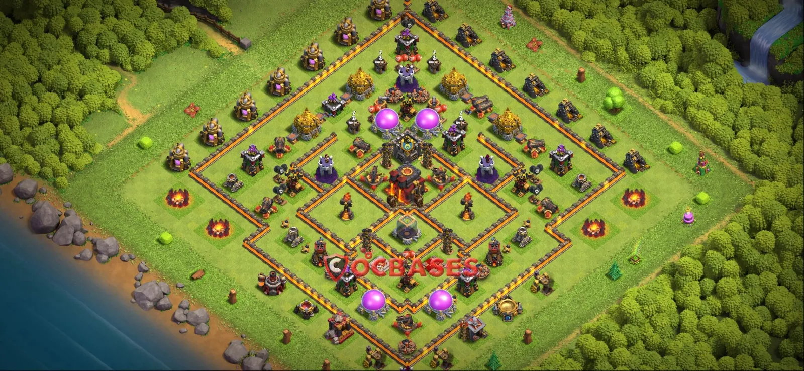 Anti-3 Star (War) Base TH10 with Link | Clash of Clans Bases | Layouts ID ak8sn
