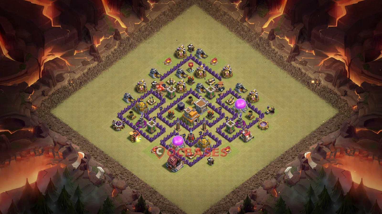 Anti-3 Star (War) Base TH7 with Link | Clash of Clans Bases | Layouts ID aq9cg