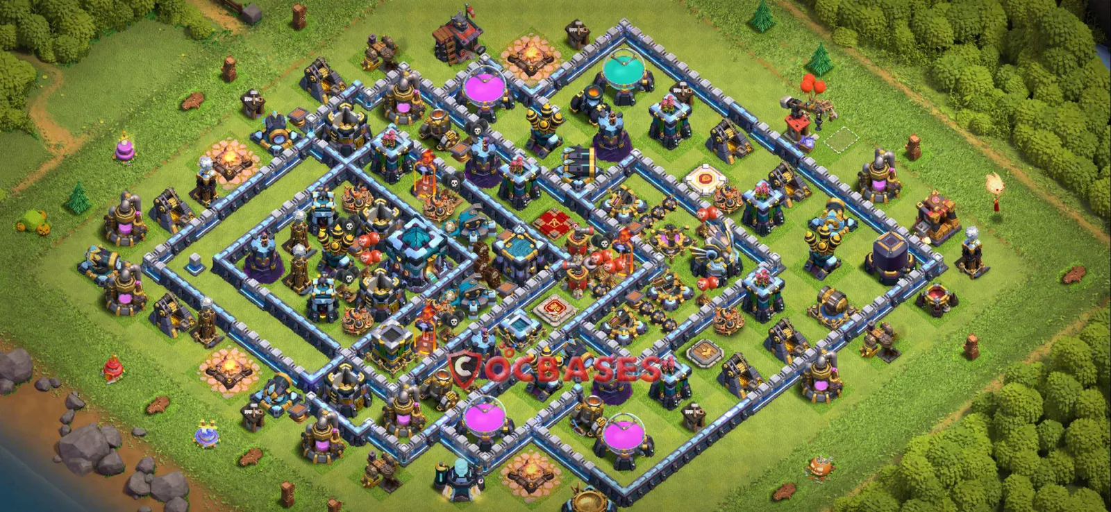 Anti-3 Star (War) Base TH13 with Link | Clash of Clans Bases | Layouts ID b72hz