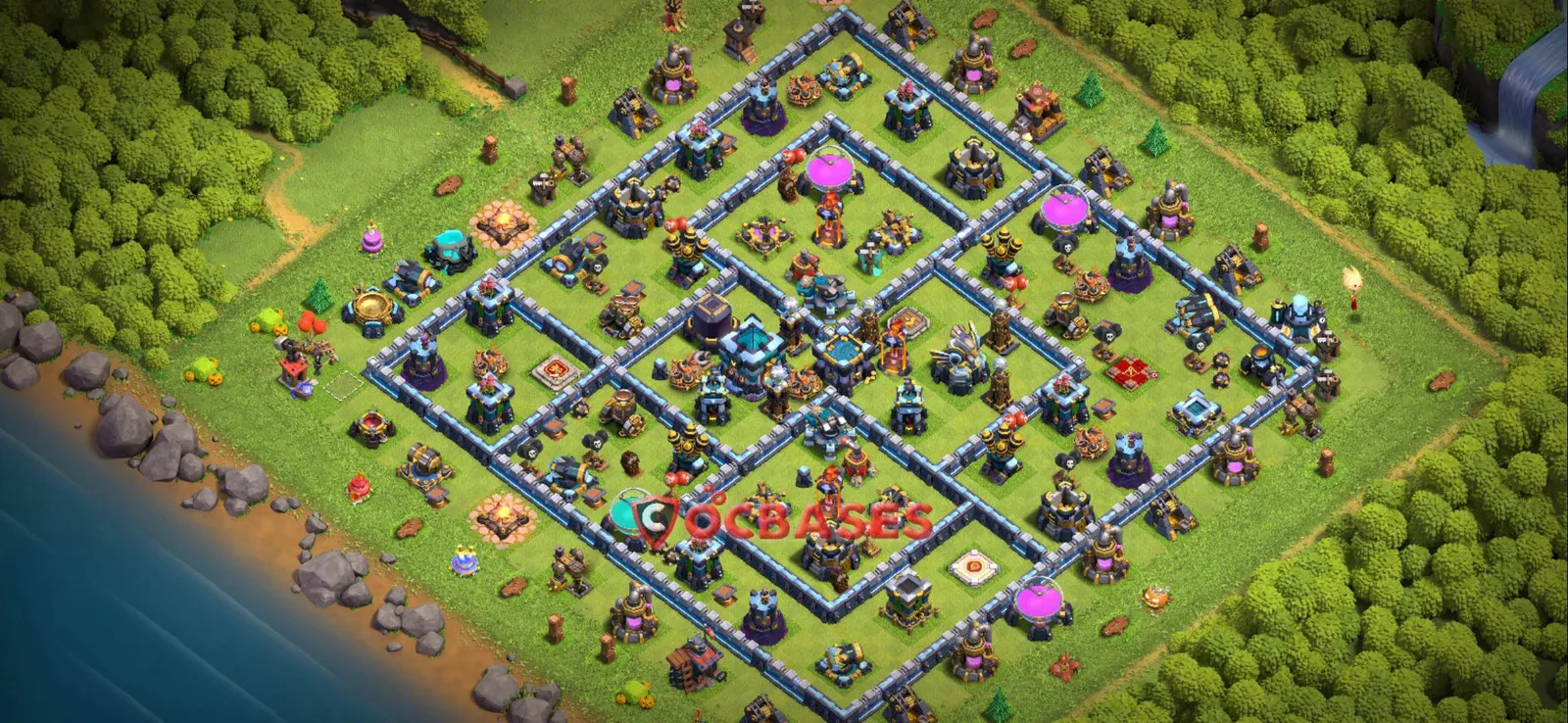 Anti-3 Star (War) Base TH13 with Link | Clash of Clans Bases | Layouts ID b8uxn