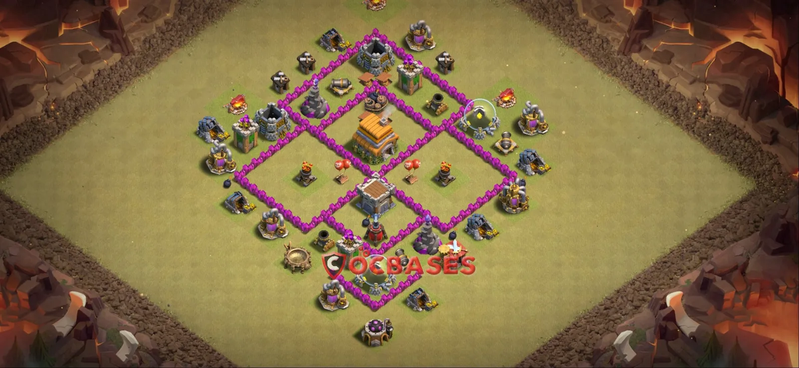 Anti-3 Star (War) Base TH6 with Link | Clash of Clans Bases | Layouts ID cshp9