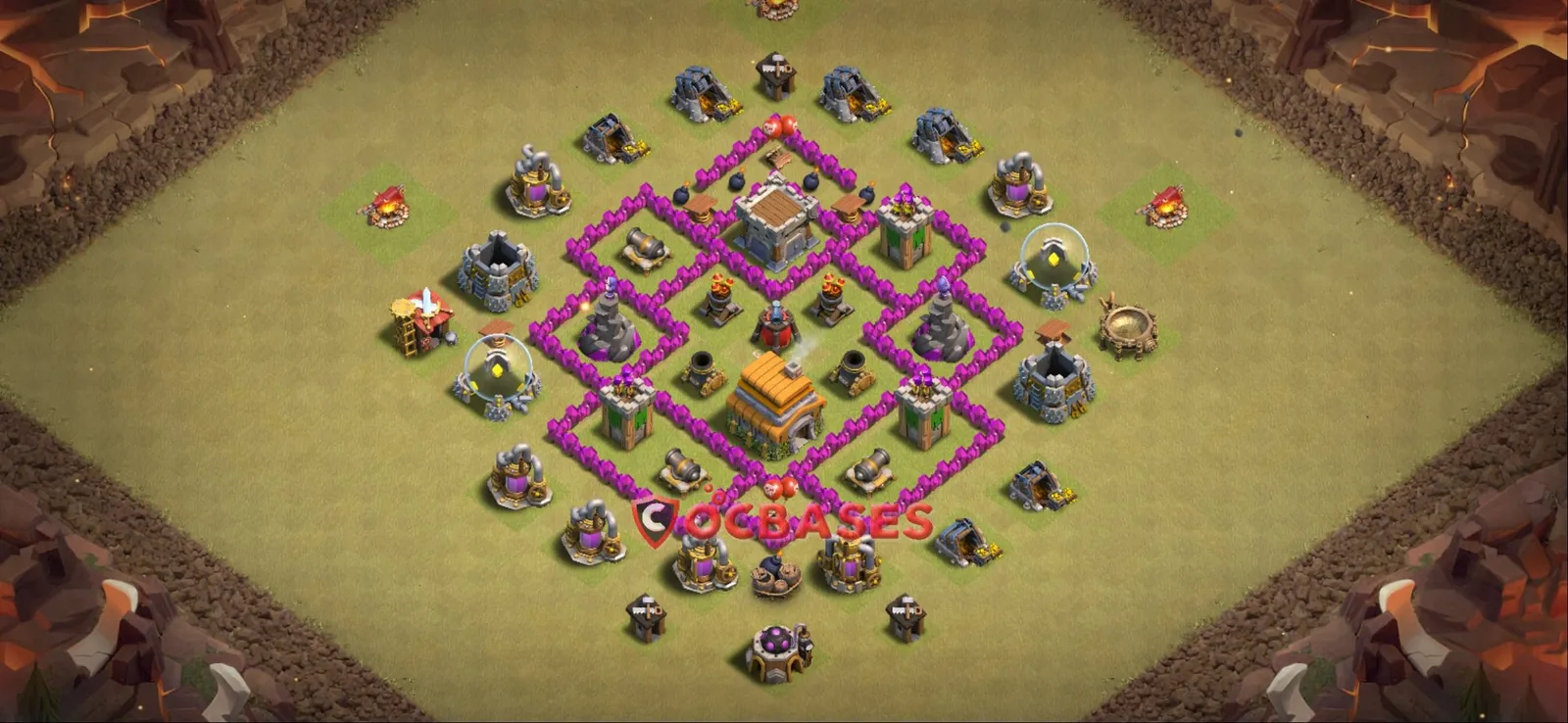 Anti-3 Star (War) Base TH6 with Link | Clash of Clans Bases | Layouts ID dopnl
