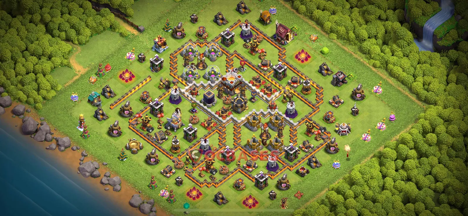 Anti-3 Star (War) Base TH11 with Link | Clash of Clans Bases | Layouts ID fhqs5