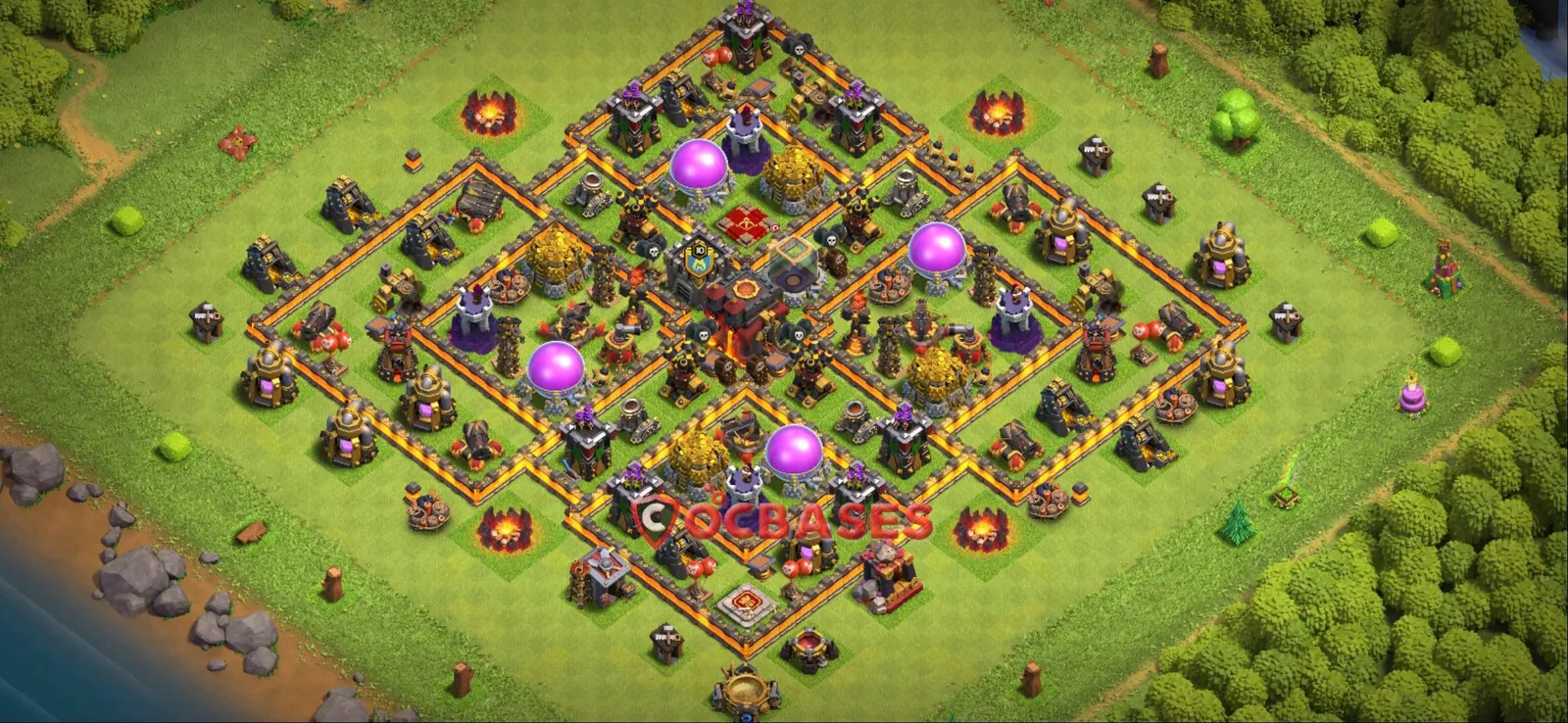 Anti-3 Star (War) Base TH10 with Link | Clash of Clans Bases | Layouts ID g3joq