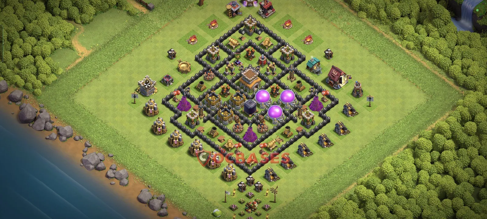 Anti-3 Star (War) Base TH8 with Link | Clash of Clans Bases | Layouts ID g90lj