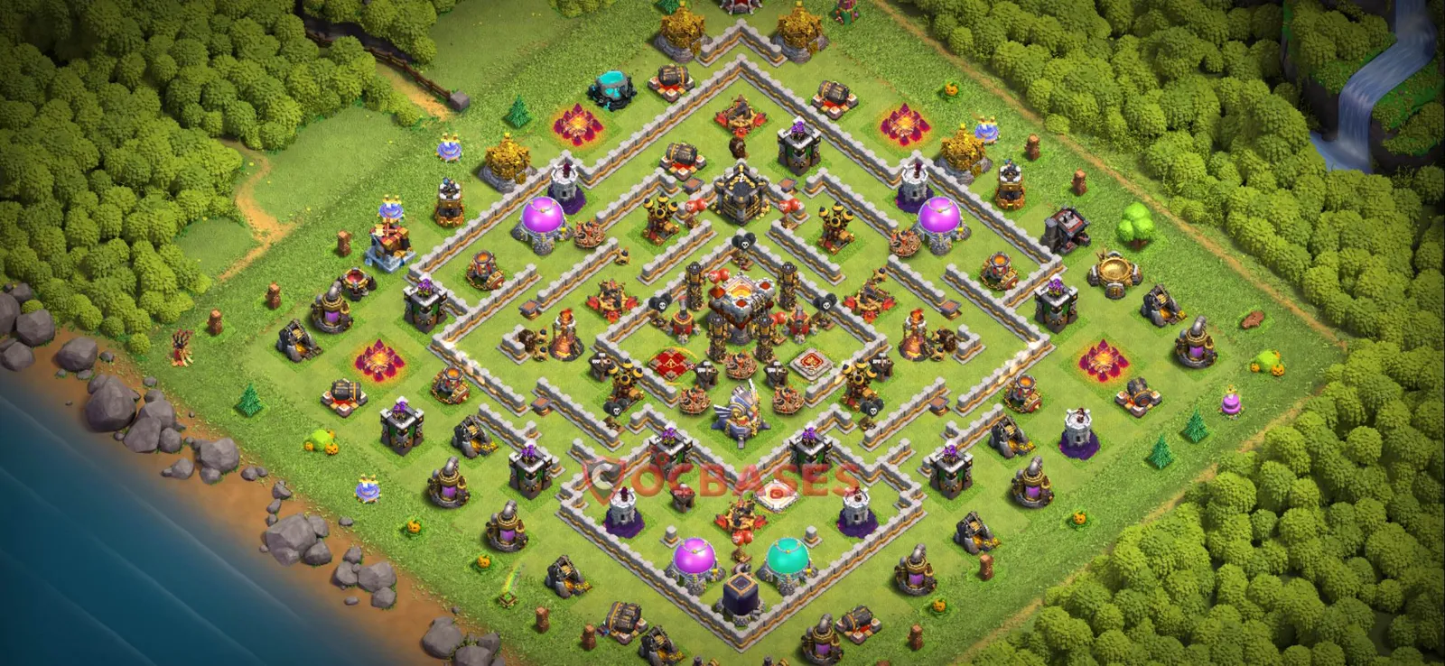 Anti-3 Star (War) Base TH11 with Link | Clash of Clans Bases | Layouts ID gbrog